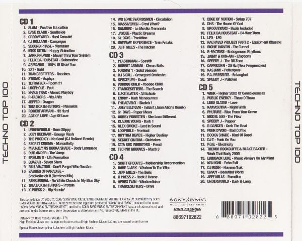 Various : History Of Dance - 9 - The Techno Edition Top 100 (5xCD, Comp)
