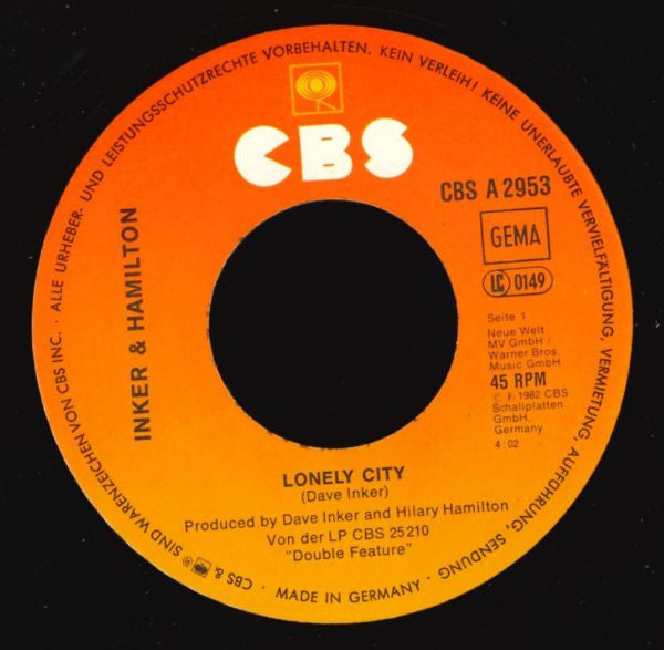 Inker & Hamilton : Lonely City (7", Single)
