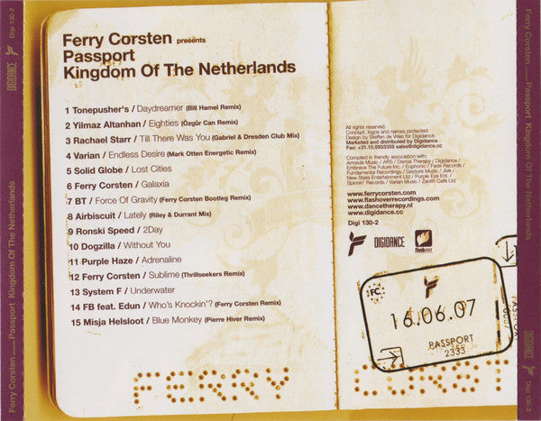 Ferry Corsten : Passport: Kingdom Of The Netherlands (CD, Mixed)