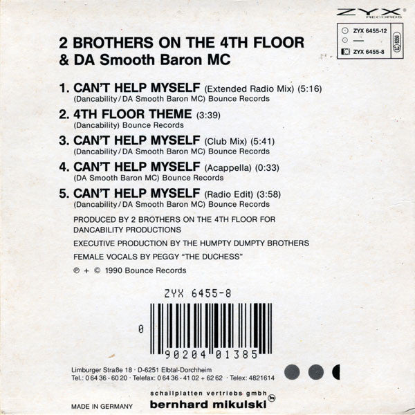 2 Brothers On The 4th Floor & Da Smooth Baron MC : Can't Help Myself (CD, Maxi, Blu)
