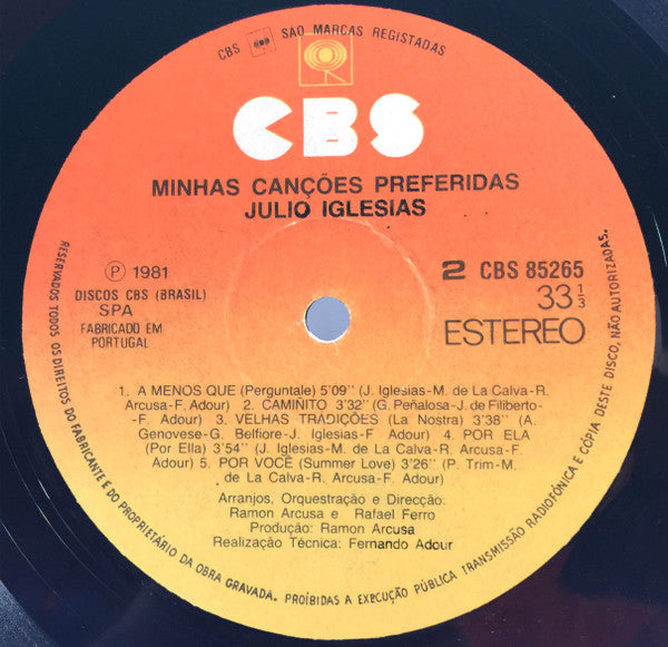 Julio Iglesias : Minhas Canções Preferidas (LP, Album)