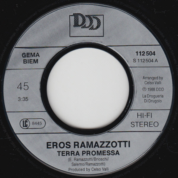 Eros Ramazzotti : Terra Promessa (7", Single)