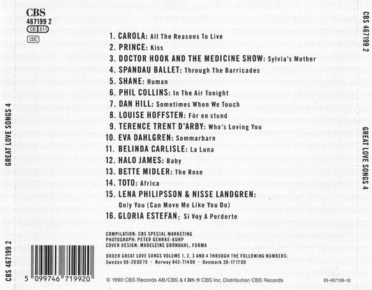 Various : Great Love Songs 4 (CD, Comp)