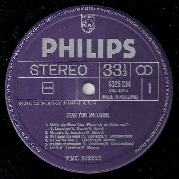 Demis Roussos : Star For Millions (LP, Comp)