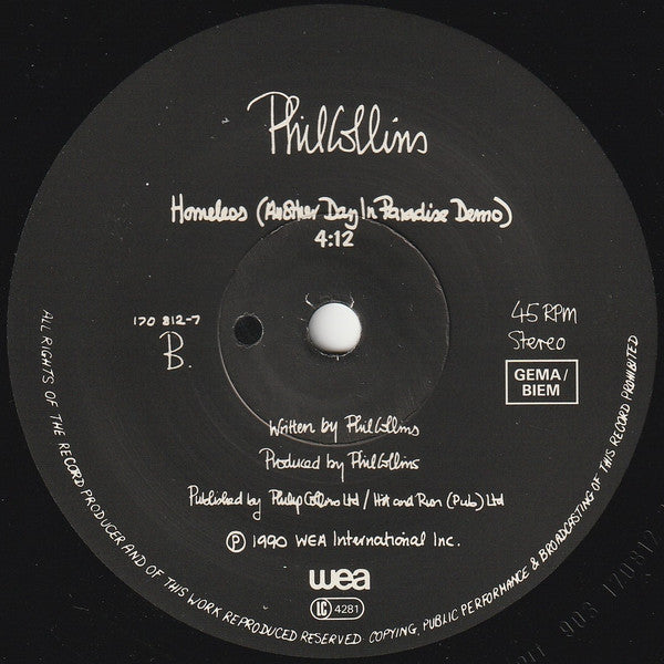 Phil Collins : I Wish It Would Rain Down (7", Single, Sol)