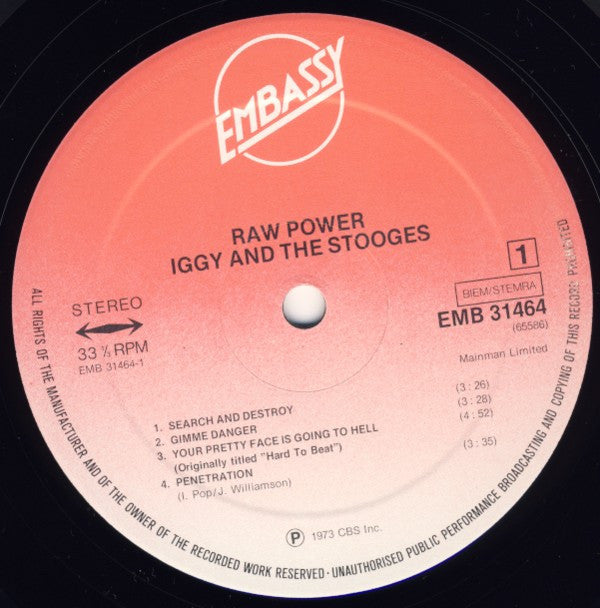 The Stooges : Raw Power (LP, Album, RE)