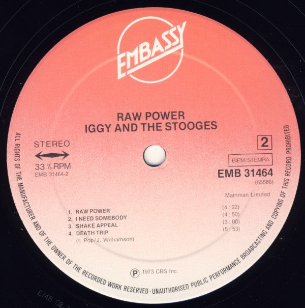 The Stooges : Raw Power (LP, Album, RE)