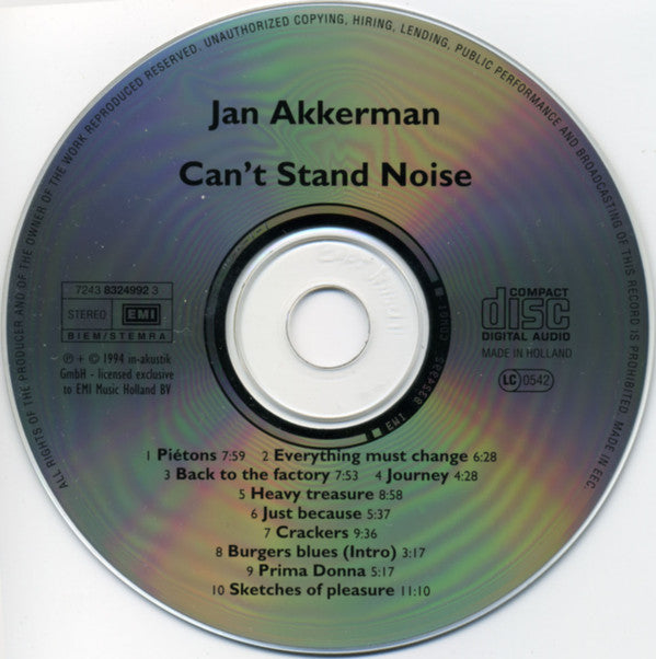 Jan Akkerman : Can't Stand Noise (CD, Album, RE)