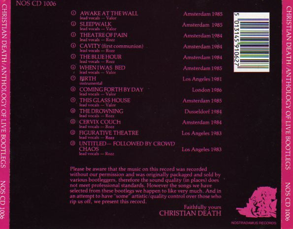 Christian Death : An Official Anthology Of "Live" Bootlegs (CD, Comp, RE)