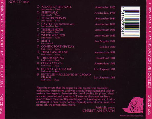 Christian Death : An Official Anthology Of "Live" Bootlegs (CD, Comp, RE)