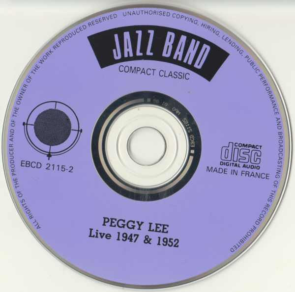Peggy Lee : Live 1947 & 1952 (CD)