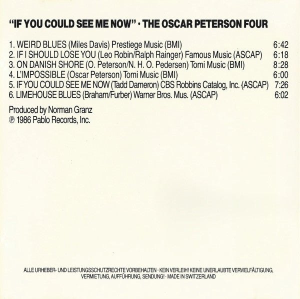 The Oscar Peterson Quartet : If You Could See Me Now (CD, Album)