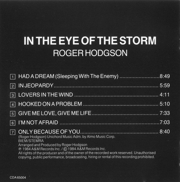 Roger Hodgson : In The Eye Of The Storm (CD, Album)