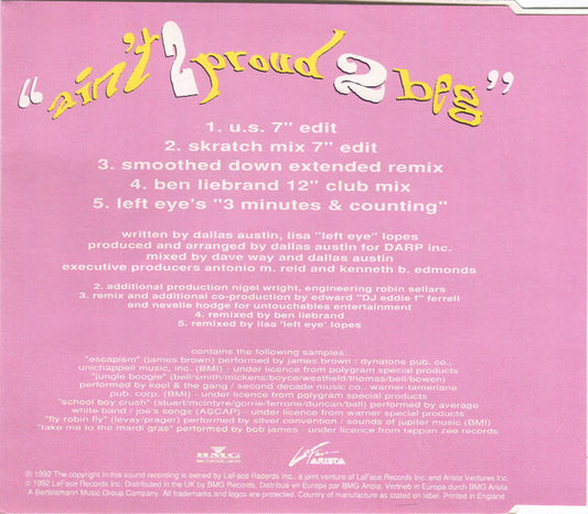 TLC : Ain't 2 Proud 2 Beg (CD, Single)