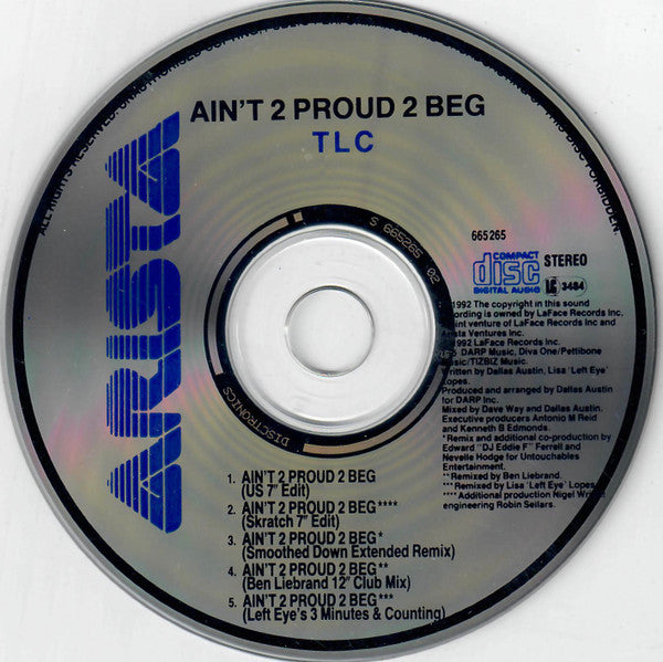 TLC : Ain't 2 Proud 2 Beg (CD, Single)