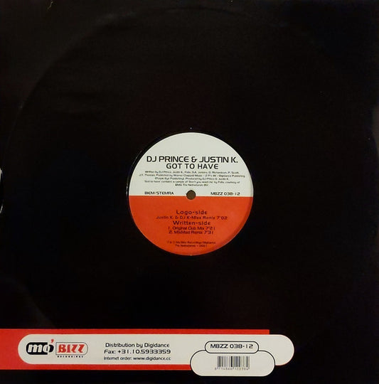 DJ Prince & Justin K. : Got To Have (12")