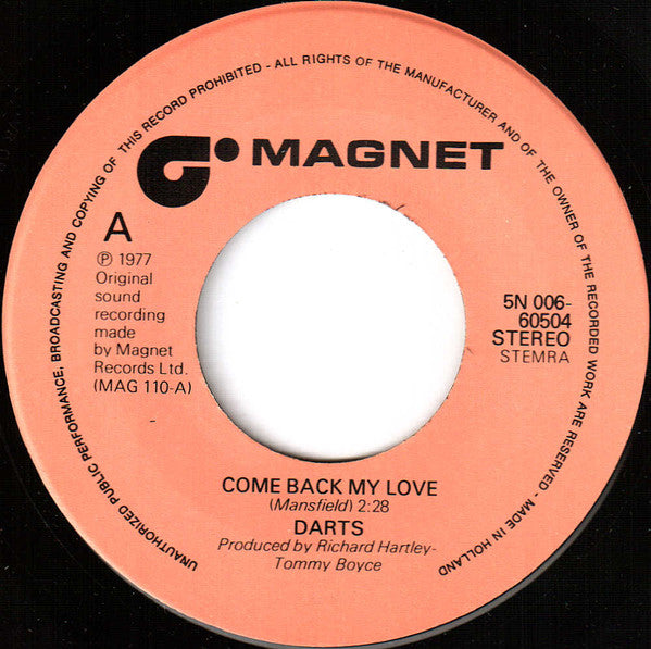 Darts : Come Back My Love (7", Single)