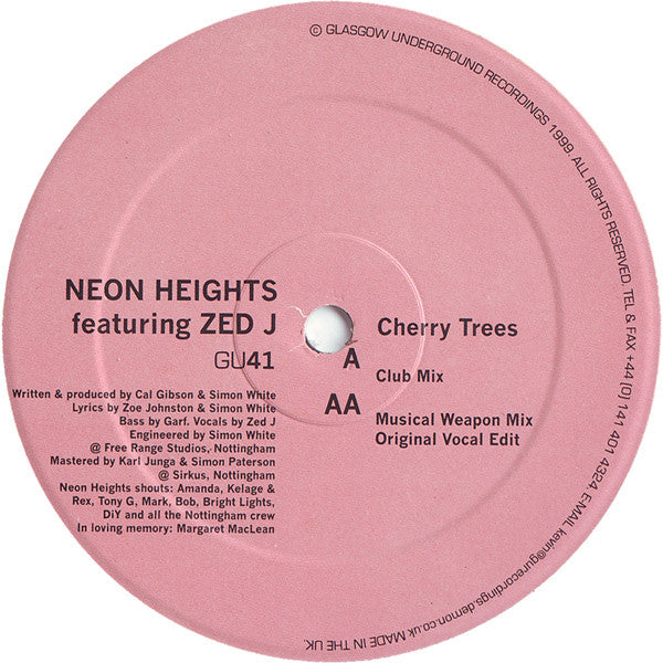 Neon Heights Featuring Zed J : Cherry Trees (12")