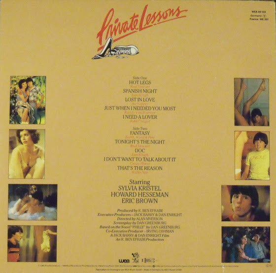 Various : Private Lessons (An Original Soundtrack Recording) (LP, Comp)