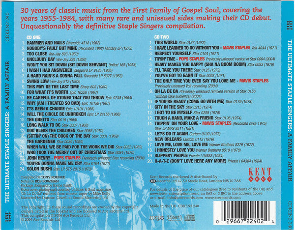The Staple Singers : The Ultimate Staple Singers  A Family Affair 1953-1984 (2xCD, Album, Comp)