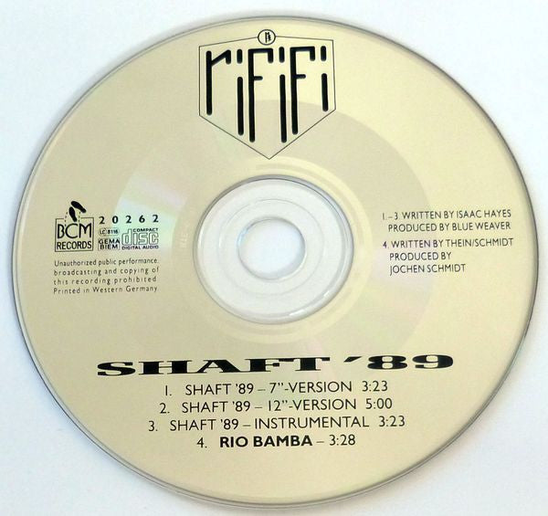 Rififi : (Theme From) Shaft '89 (CD, Maxi)