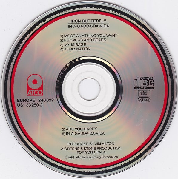 Iron Butterfly : In-A-Gadda-Da-Vida (CD, Album, RE)