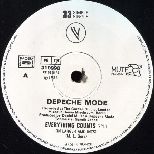 Depeche Mode : Everything Counts (In Larger Amounts) (12", Maxi)