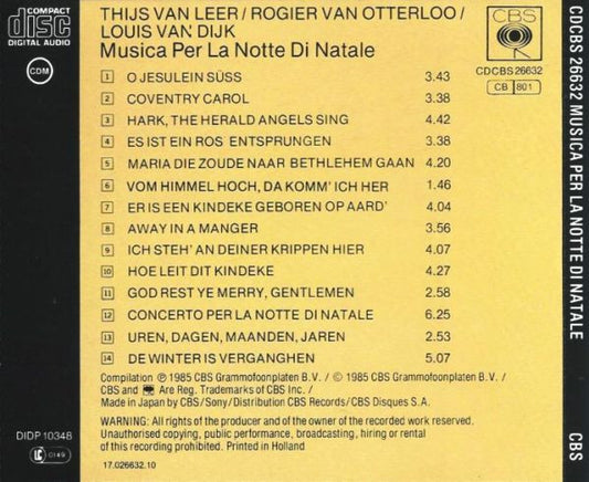Thijs Van Leer, Rogier Van Otterloo & Louis Van Dijk : Musica Per La Notte Di Natale (CD, Album)