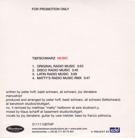 Tiefschwarz : Music (CD, Maxi, Promo)