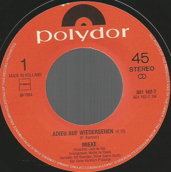 Mieke : Adieu Auf Wiedersehen (7")