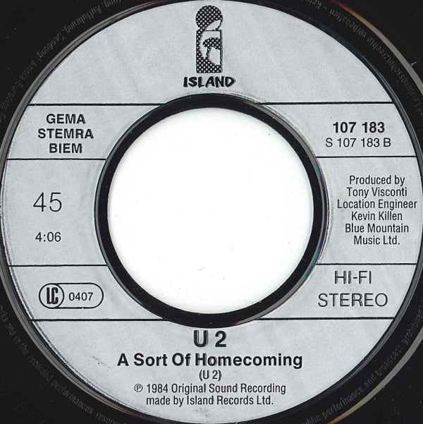 U2 : The Unforgettable Fire / A Sort Of Homecoming (7", Single)