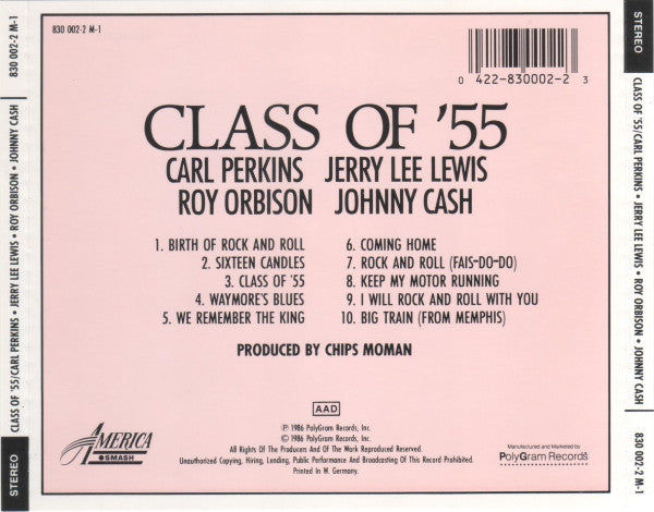 Class Of '55 : Carl Perkins / Jerry Lee Lewis / Roy Orbison / Johnny Cash : Memphis Rock & Roll Homecoming (CD, Album)