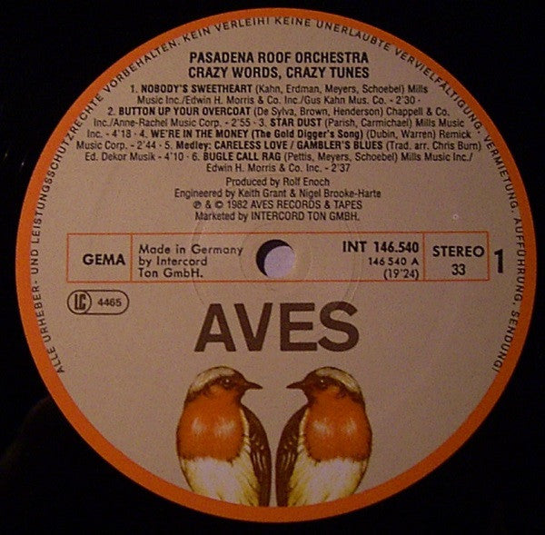 The Pasadena Roof Orchestra : Crazy Words, Crazy Tunes (LP, Album)