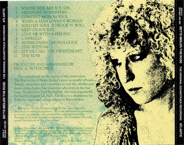 Bette Midler : The Rose (The Original Soundtrack Recording) (CD, Album, RE, Tar)