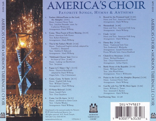 Mormon Tabernacle Choir, Craig Jessop, Mack Wilberg, Orchestra at Temple Square : America's Choir (Favorite Songs, Hymns & Anthems) (CD, Album)