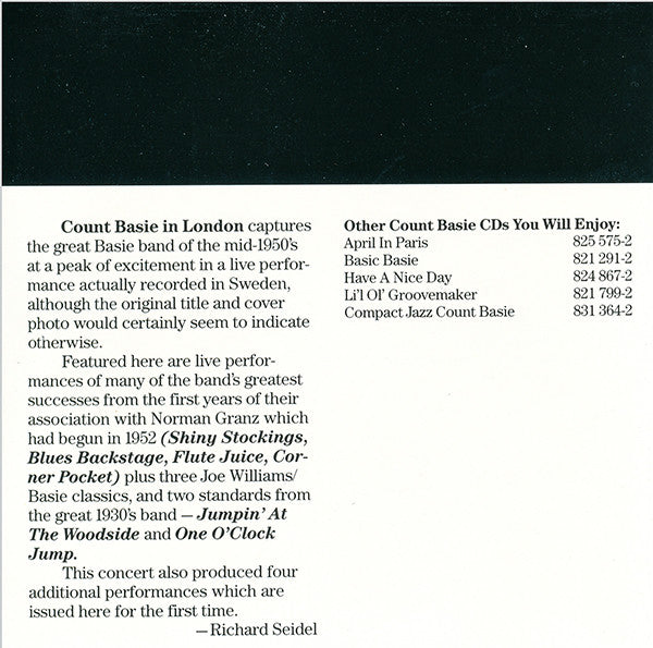 Count Basie Orchestra : Basie In London (CD, Album, RE, RM)