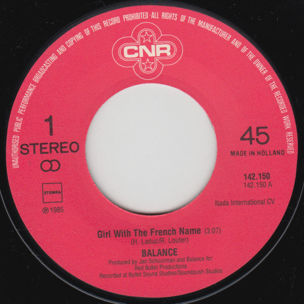 Balance (37) : Girl With The French Name / L'Homme Normal (7", Single)