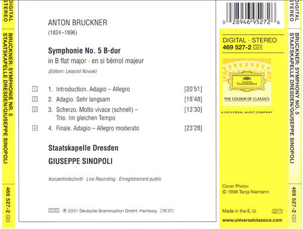 Anton Bruckner - Staatskapelle Dresden, Giuseppe Sinopoli : Symphonie No. 5 (CD, Album)