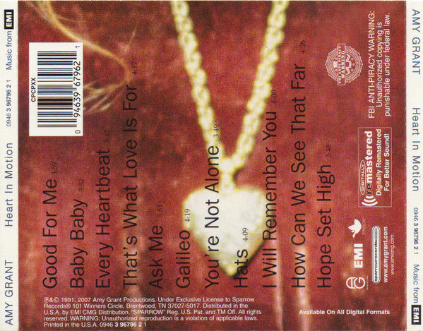 Amy Grant : Heart In Motion (CD, Album, RE, RM)