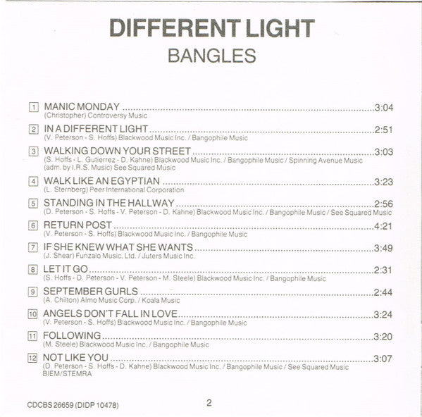 Bangles : Different Light (CD, Album)