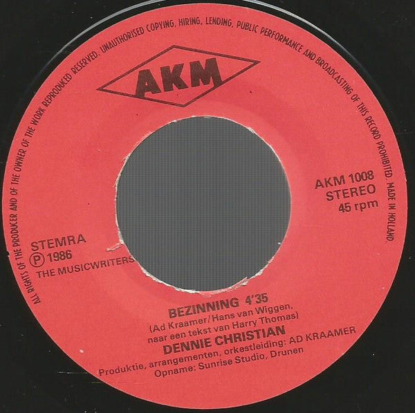 Dennie Christian : Kom Ga Maar Met Me Mee / Bezinning (7", Single)