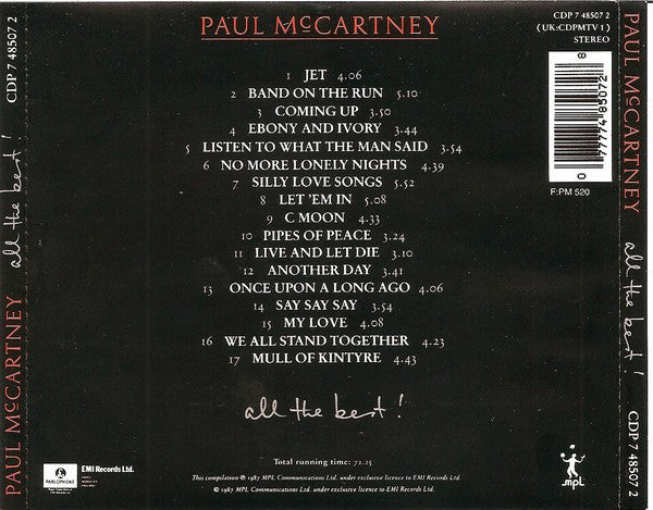 Paul McCartney : All The Best! (CD, Comp, RP)