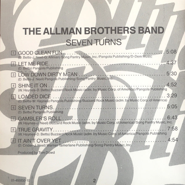 The Allman Brothers Band : Seven Turns (CD, Album)
