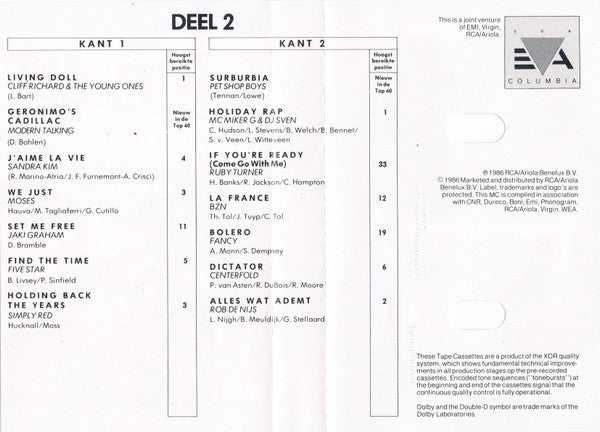 Various : Het Beste Uit De Top 40 Van 'T Jaar '86 (2xCass, Comp)