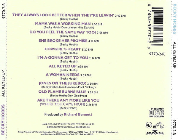 Becky Hobbs : All Keyed Up (CD, Album, RE)
