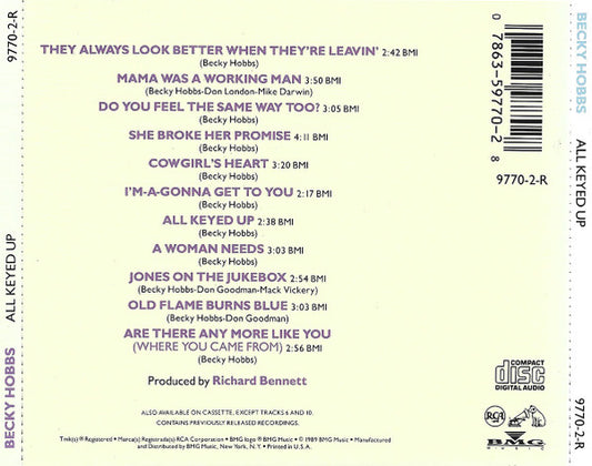 Becky Hobbs : All Keyed Up (CD, Album, RE)