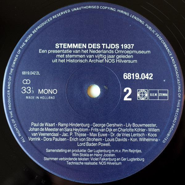 No Artist : Stemmen Des Tijds - 1937 1938 (2xLP)