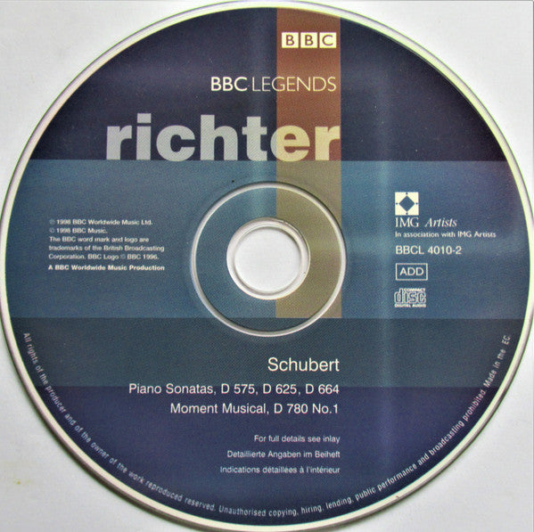 Sviatoslav Richter, Franz Schubert : Piano Sonatas, D575, D625, D664 / Moment Musical, D780 No.1 (CD)