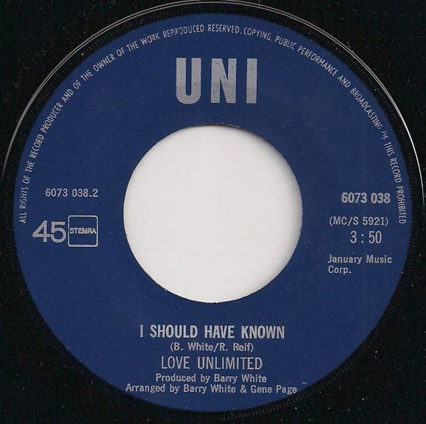 Love Unlimited : Walkin' In The Rain With The One I Love (7", Single)