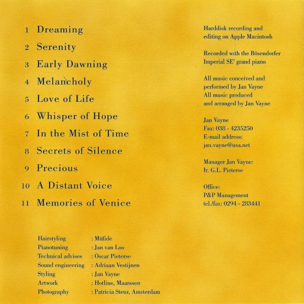 Jan Vayne : Secrets Of Silence (CD, Album)